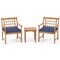 3-Piece Outdoor Furniture Set with Natural Wood Finish and Cushioned Chairs Included Coffee Table